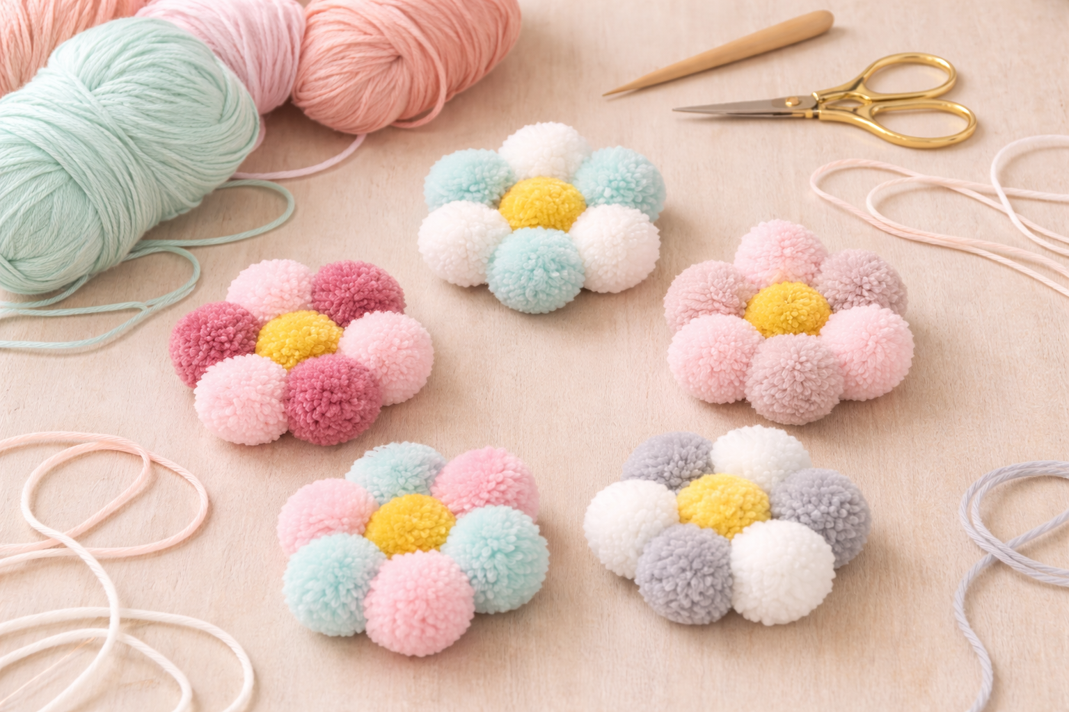 Fr&uuml;hlingshaftes DIY: Pompom-Blumen